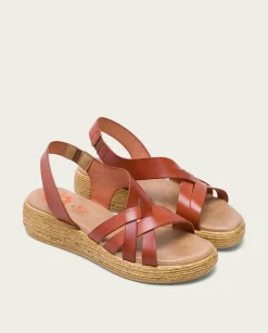 PORRONET Sandalia Cuña Piel Cuero Ganga Best Sale