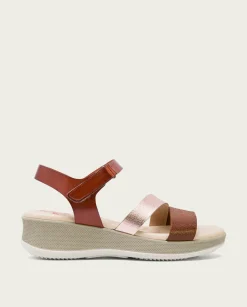 PORRONET Sandalia Cuña Piel Cuero Rose Fatima Outlet