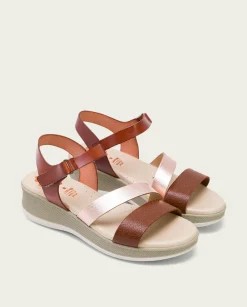 PORRONET Sandalia Cuña Piel Cuero Rose Fatima Outlet