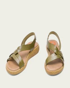 PORRONET Sandalia Cuña Piel Kaki Ganga Online