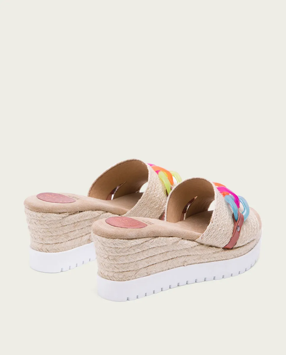 PORRONET Sandalia Cuña Rafia Colores Lua Clearance