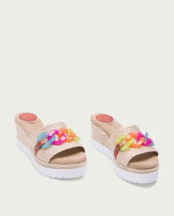 PORRONET Sandalia Cuña Rafia Colores Lua Clearance