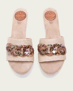 PORRONET Sandalia Cuña Rafia Marron Lua Shop