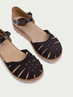 PORRONET Sandalia Cuña Serraje Negro Bianca Sale