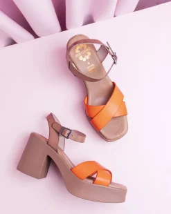 PORRONET Sandalia Piel Naranja Zoe Outlet