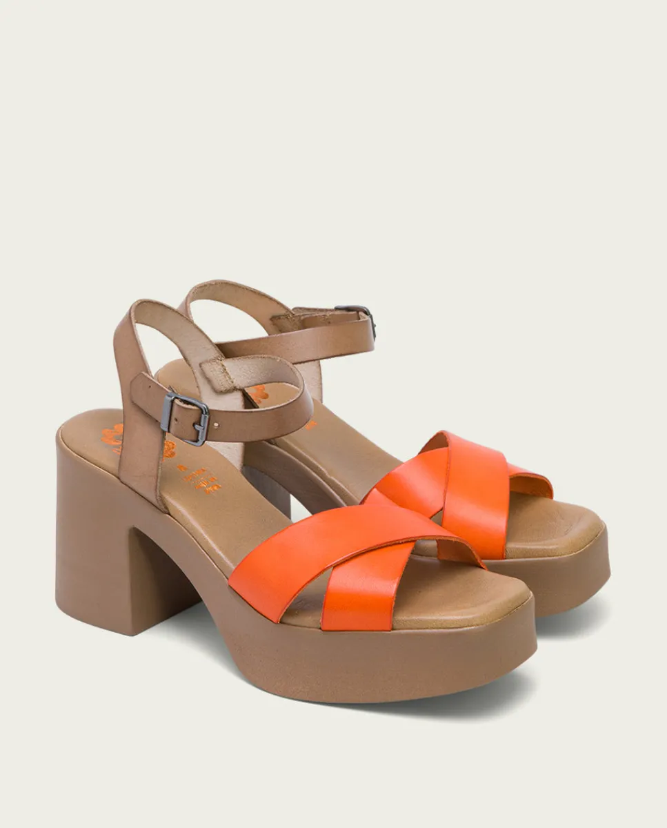 PORRONET Sandalia Piel Naranja Zoe Outlet