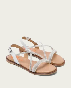 PORRONET Sandalia Plana Con Brillantes Blanca Axa Flash Sale