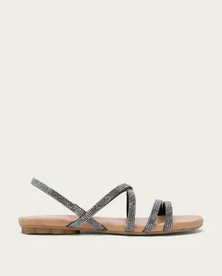 PORRONET Sandalia Plana De Brillantes Plomo Aitana Outlet