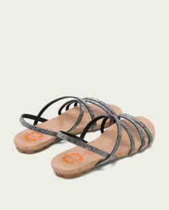 PORRONET Sandalia Plana De Brillantes Plomo Aitana Outlet