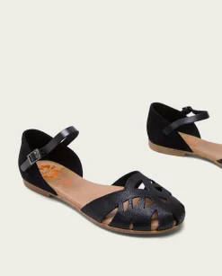 PORRONET Sandalia Plana Piel Negro Adriana New