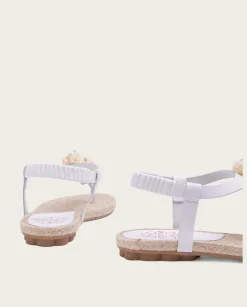 PORRONET Sandalia Plana Yute Y Piel Blanco Martia Shop