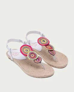 PORRONET Sandalia Plana Yute Y Piel Blanco Mia Sale