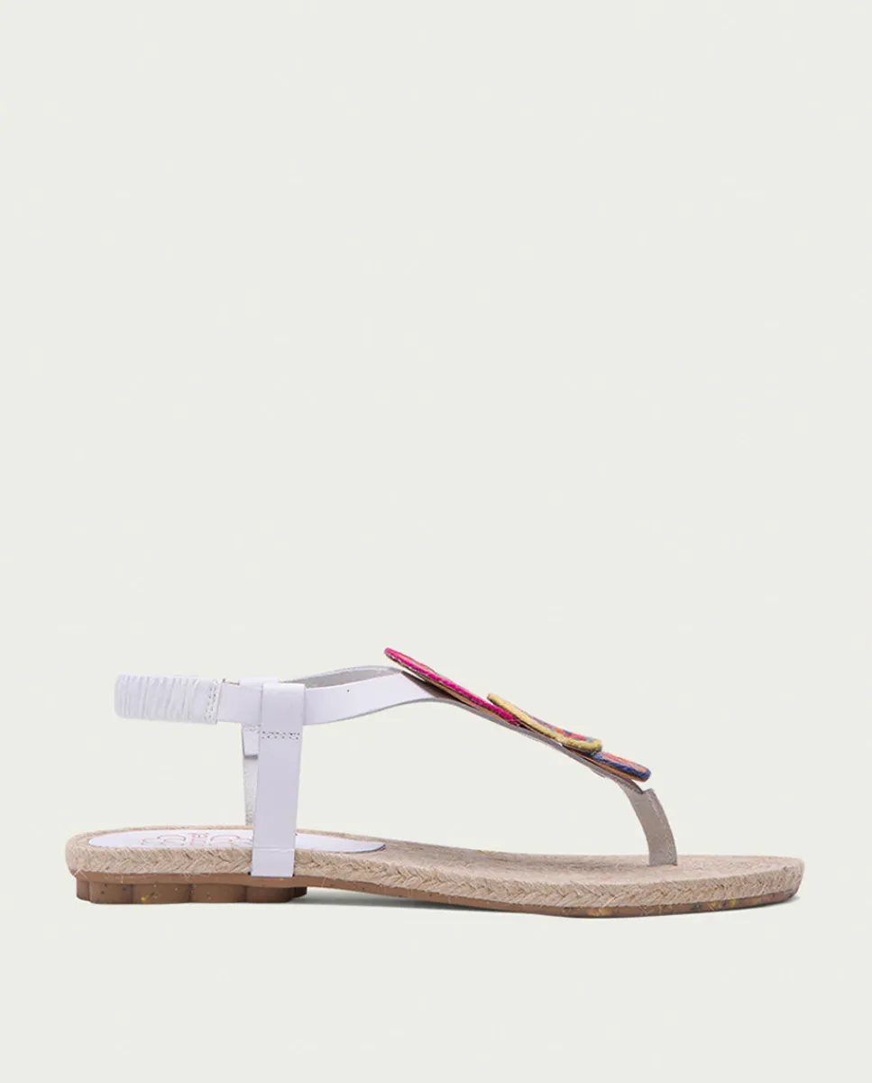 PORRONET Sandalia Plana Yute Y Piel Blanco Mia Sale