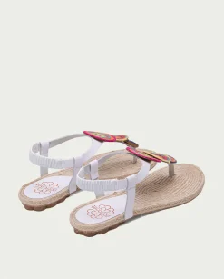 PORRONET Sandalia Plana Yute Y Piel Blanco Mia Sale