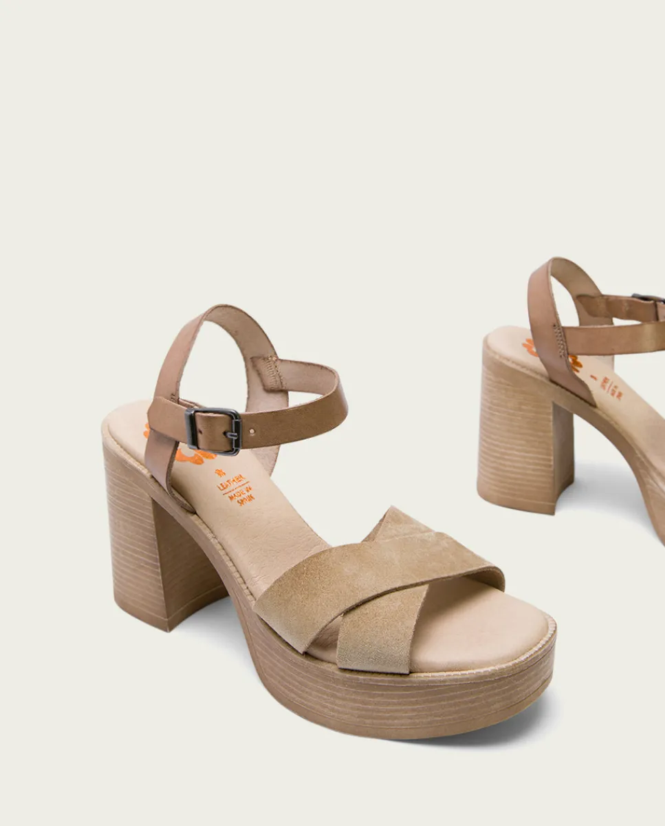 PORRONET Sandalia Tacón Alto Taupe Arena Alice Cheap