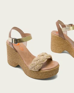 PORRONET Sandalia Tacón Alto Taupe Platino Raina Clearance