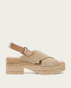 PORRONET Sandalia Tacón Bajo De Piel Taupe Vilma Hot