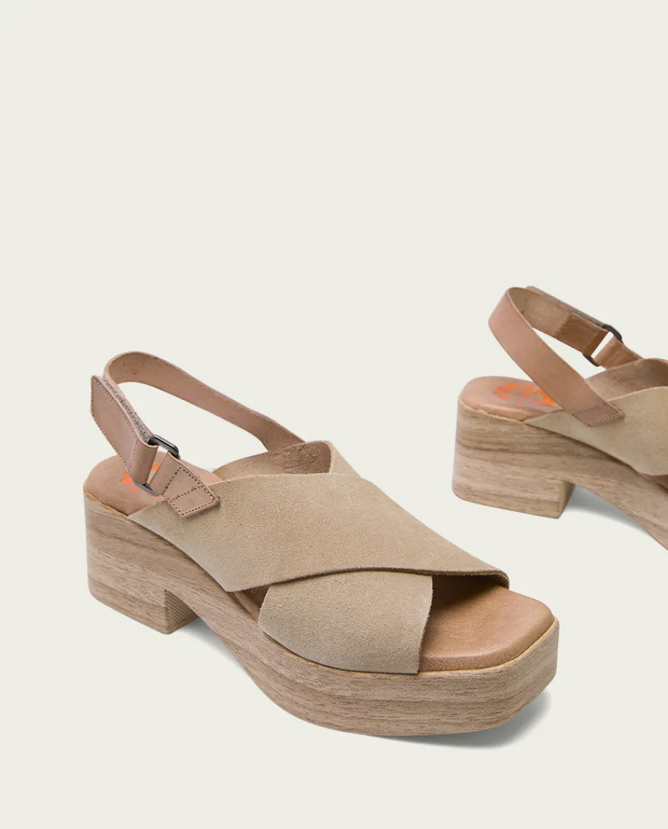 PORRONET Sandalia Tacón Bajo De Piel Taupe Vilma Hot