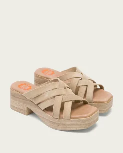 PORRONET Sandalia Tacón Bajo De Piel Arena Vicky Online