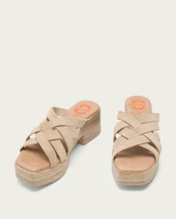 PORRONET Sandalia Tacón Bajo De Piel Arena Vicky Online