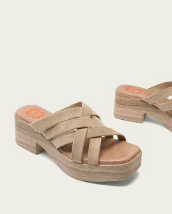 PORRONET Sandalia Tacón Bajo De Piel Arena Vicky Online