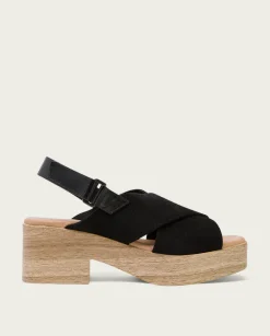 PORRONET Sandalia Tacón Bajo De Piel Negro Vilma Clearance