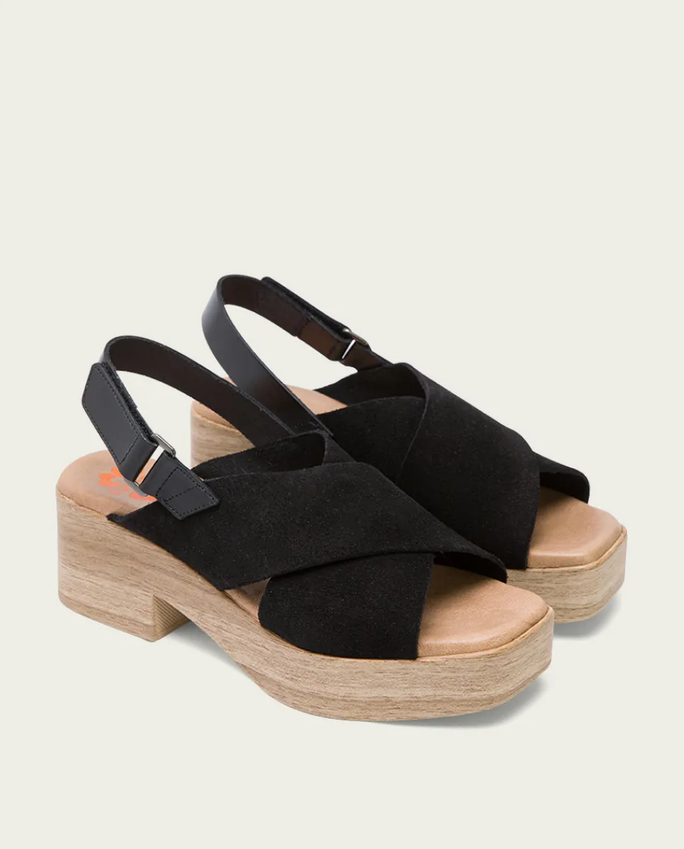 PORRONET Sandalia Tacón Bajo De Piel Negro Vilma Clearance