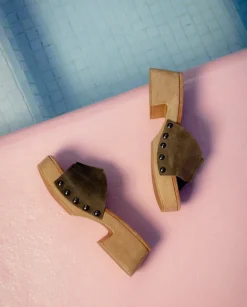 PORRONET Sandalia Tacón Bajo Kaki Rosie Fashion