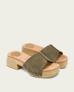 PORRONET Sandalia Tacón Bajo Kaki Rosie Fashion