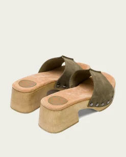 PORRONET Sandalia Tacón Bajo Kaki Rosie Fashion