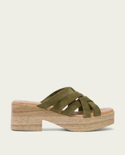 PORRONET Sandalia Tacón Bajo Piel Kaki Vicky Sale