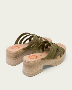 PORRONET Sandalia Tacón Bajo Piel Kaki Vicky Sale