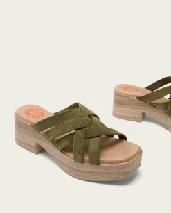 PORRONET Sandalia Tacón Bajo Piel Kaki Vicky Sale