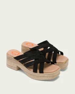 PORRONET Sandalia Tacón Bajo Piel Negro Vicky Cheap