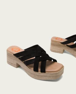 PORRONET Sandalia Tacón Bajo Piel Negro Vicky Cheap