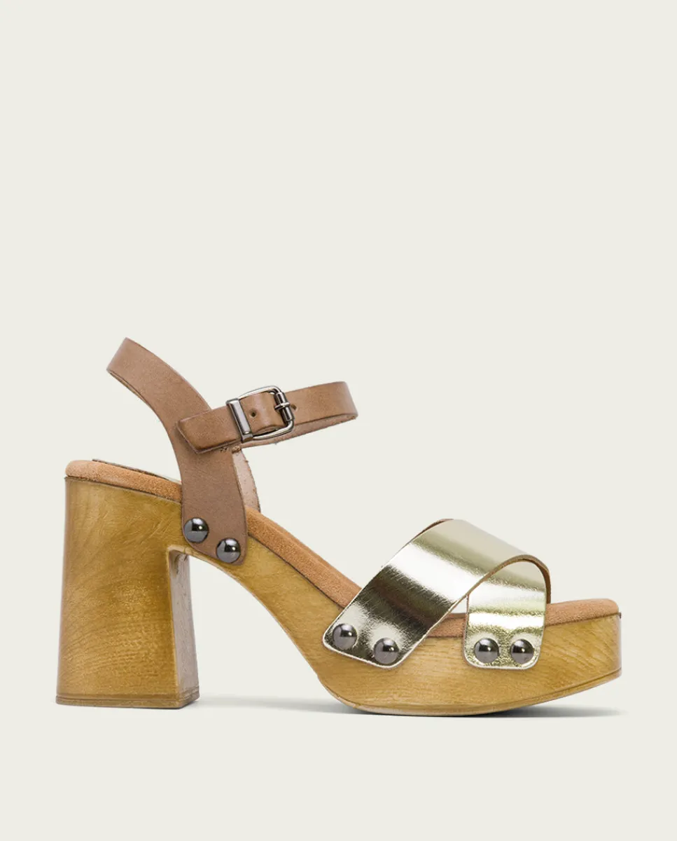 PORRONET Sandalia Tacón Dorado Vega Cheap