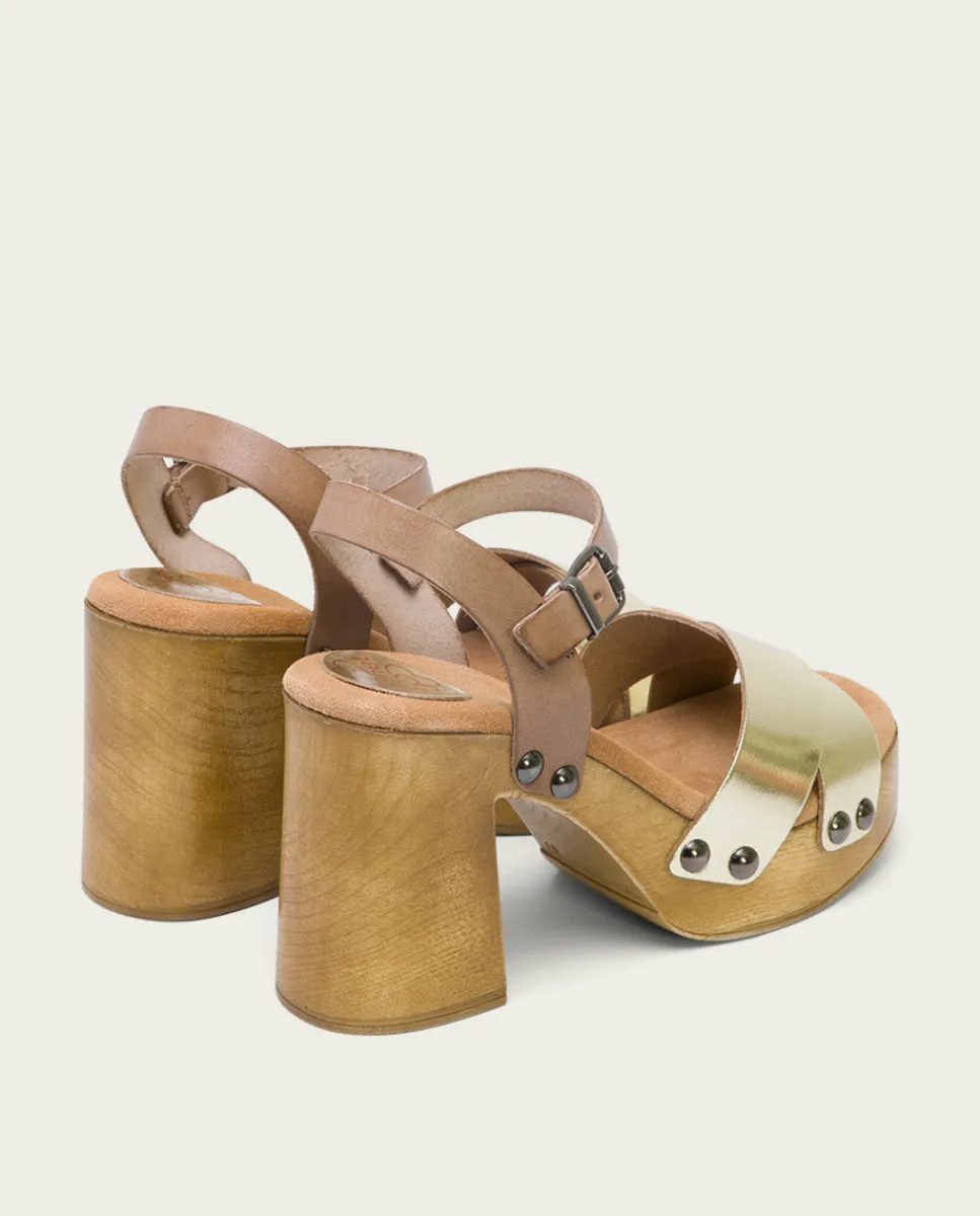 PORRONET Sandalia Tacón Dorado Vega Cheap