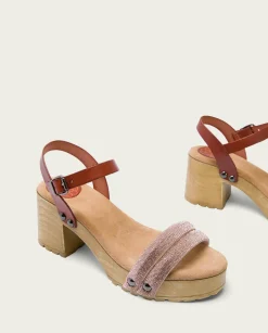 PORRONET Sandalia Tacón Medio Cuero Rose Serena Clearance