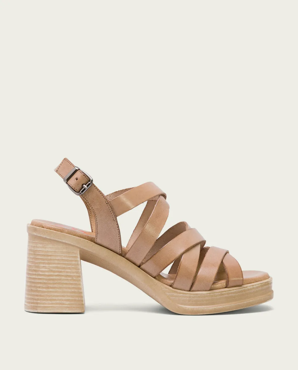 PORRONET Sandalia Tacón Medio De Piel Taupe Nerea Best