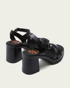 PORRONET Sandalia Tacón Medio De Piel Negro Nicole Flash Sale