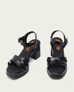 PORRONET Sandalia Tacón Medio De Piel Negro Nicole Flash Sale