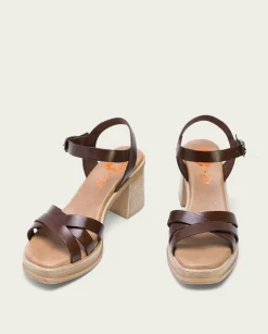 PORRONET Sandalia Tacón Medio De Piel Moka Nicole Store