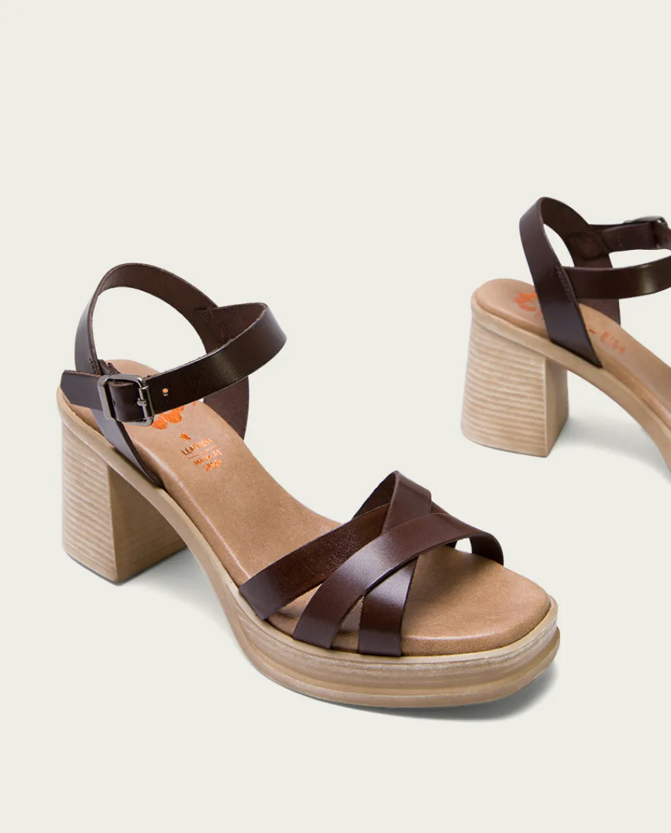 PORRONET Sandalia Tacón Medio De Piel Moka Nicole Store
