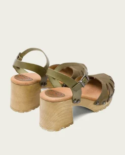 PORRONET Sandalia Tacón Medio Kaki Sara Online