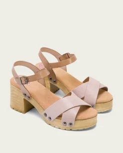 PORRONET Sandalia Tacón Medio Taupe Rosa Salma Cheap
