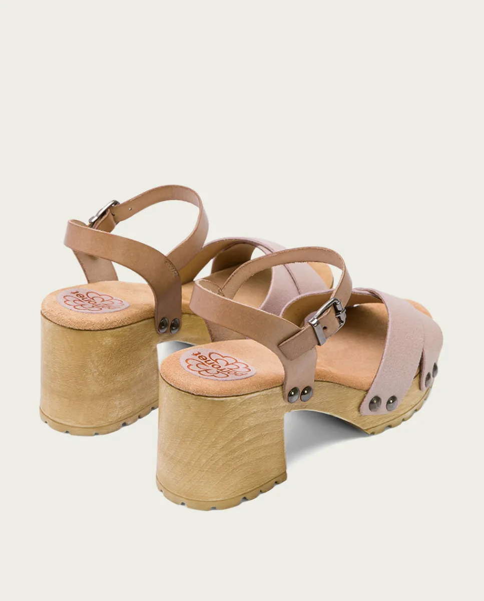 PORRONET Sandalia Tacón Medio Taupe Rosa Salma Cheap