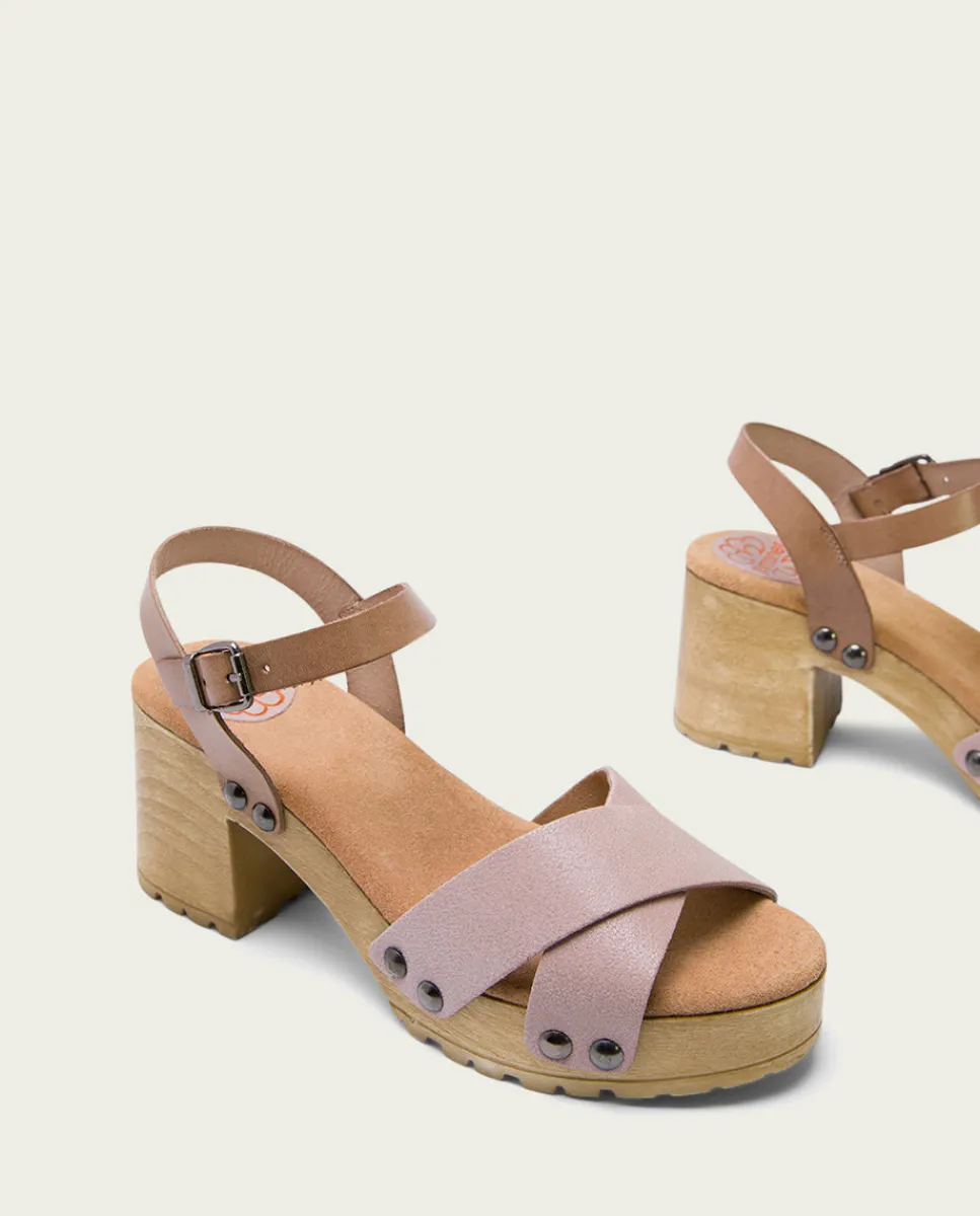 PORRONET Sandalia Tacón Medio Taupe Rosa Salma Cheap