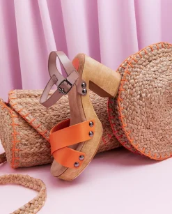 PORRONET Sandalia Tacón Naranja Vega Hot