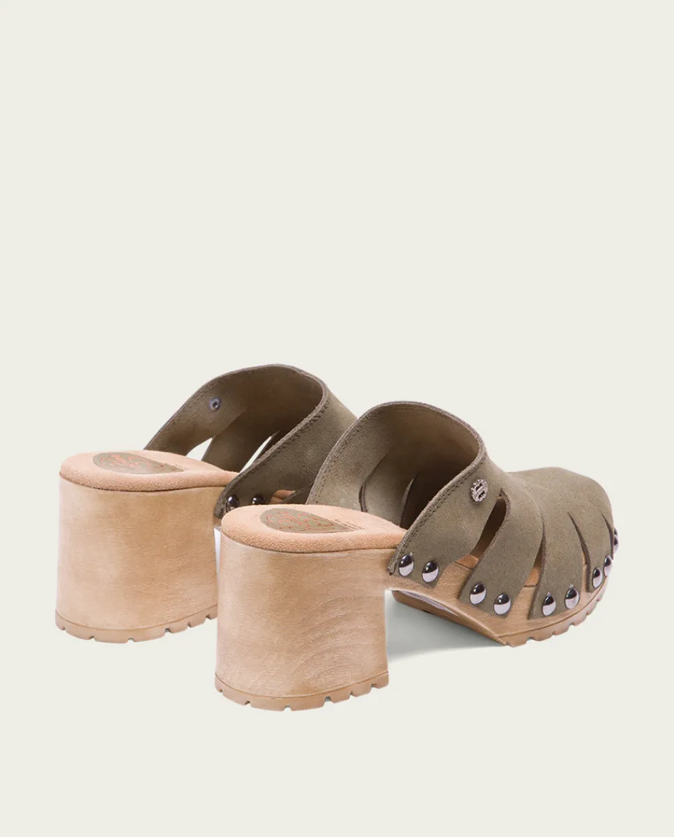 PORRONET Sandalia Tacón Serraje Kaki Gia Hot