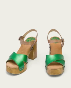 PORRONET Sandalia Tacón Verde Vega Cheap